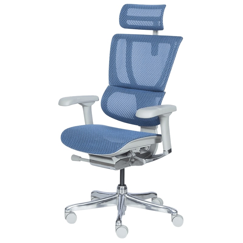 Ергономичен офис стол IOO Elite 2 сива рамка-син